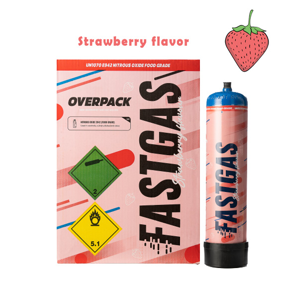 Fastgas 615g Strawberry Flavours Cream Charger Nitrous Oxide Cylinder - Free Balloons Nozzle